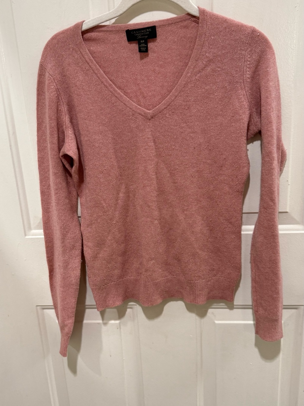 Charter Club Pink V-Neck Cashmere Sweater small P/P